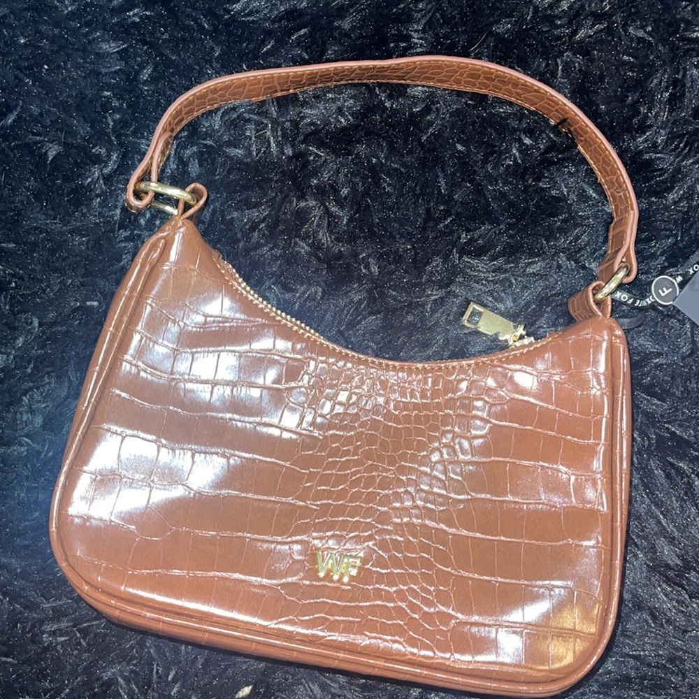Brown Leather White Fox Purse (NEW)